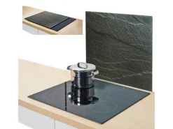 Zeller Herdblende-/Abdeckplatte Schiefer-Optik Glas 50 cm x 56 cm Anthrazit< Küchenrückwände|Küchenhelfer