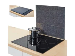 Zeller Küchenhelfer|Kochfelder<Herdblende-/Abdeckplatte Granit-Optik Glas 50 cm x 56 cm Anthrazit