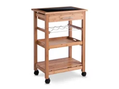 New Zeller Küchenrollwagen Bambus mit Glas-Top 58 cm x 40 cm x 85 cm Natur