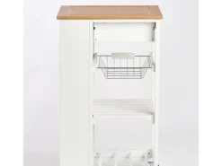 Zeller Küchenrollwagen Bambus/MDF/Metall 50 cm x 37 cm x 86,5 cm Weiß< Servierwagen