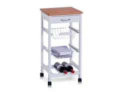Zeller Küchenrollwagen MDF mit Bambusdekor-Top 37 cm x 37 cm x 76,5 cm Weiß< Servierwagen|Küchenregale