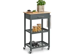 Sale Zeller Küchenrollwagen MDF/Bambus 93 cm x 40 cm x 58 cm Anthrazit
