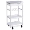 Zeller Servierwagen<Küchenrollwagen mit Edelstahltop 82 cm x 37 cm x 47 cm Weiß