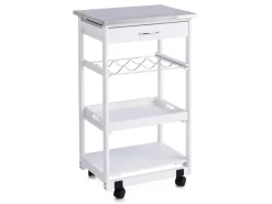 Zeller Servierwagen<Küchenrollwagen mit Edelstahltop 82 cm x 37 cm x 47 cm Weiß