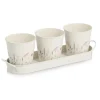 Zeller Kräutertopf-Set Flowers Metall 4-teilig Weiß< Töpfe