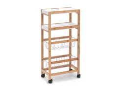 Zeller Nischen-Rollwagen Bambus/MDF/Metall 82,5 cm x 22 cm x 40 cm Weiß-Natur< Servierwagen