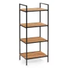 Zeller Küchenregale<Standregal mit 4 Ablagen Bambus/Metall 95 cm x 33 cm x 39 cm Schwarz
