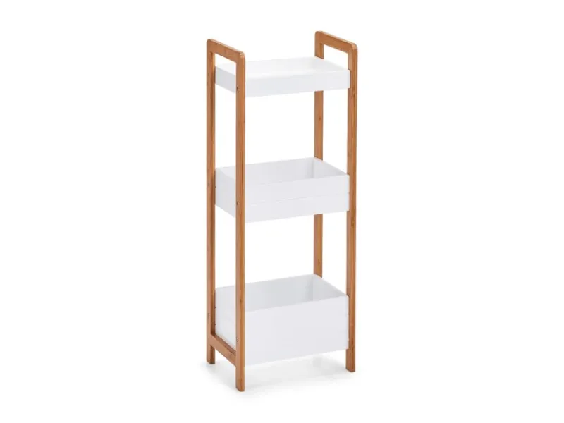 Zeller Küchenregale<Standregal mit 3 Ablagefächern Bambus/MDF 74 cm x 22 cm x 28 cm Weiß