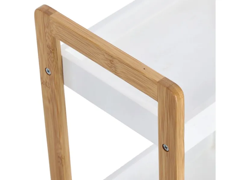 Zeller Küchenregale<Standregal mit 3 Ablagefächern Bambus/MDF 74 cm x 22 cm x 28 cm Weiß