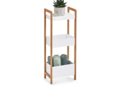 Zeller Küchenregale<Standregal mit 3 Ablagefächern Bambus/MDF 74 cm x 22 cm x 28 cm Weiß
