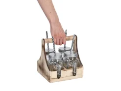 Zeller Küchenhelfer<Trinkgläser-Set Glas/Metall/Holz 5-teilig