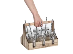 Best Zeller Trinkgläser-Set Glas/Metall/Holz 7-teilig