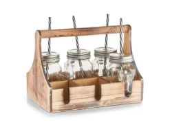Best Zeller Trinkgläser-Set Glas/Metall/Holz 7-teilig