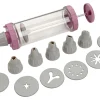 Zenker Garnierspritze mit 6 Tüllen Patisserie Transparent-Grau-Frozen Rose