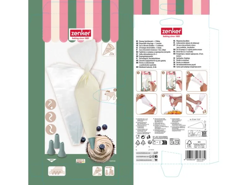 Clearance Zenker Patisserie Zenker Spritzbeutel mit 3 Tüllen Weiß