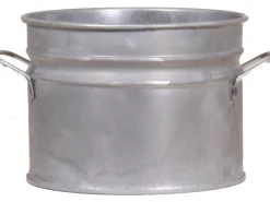 Töpfe<Zink-Übertopf mit Griffen Ø 16 cm x 13 cm Silber