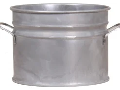 Töpfe<Zink-Übertopf mit Griffen Ø 12 cm x 11 cm Silber